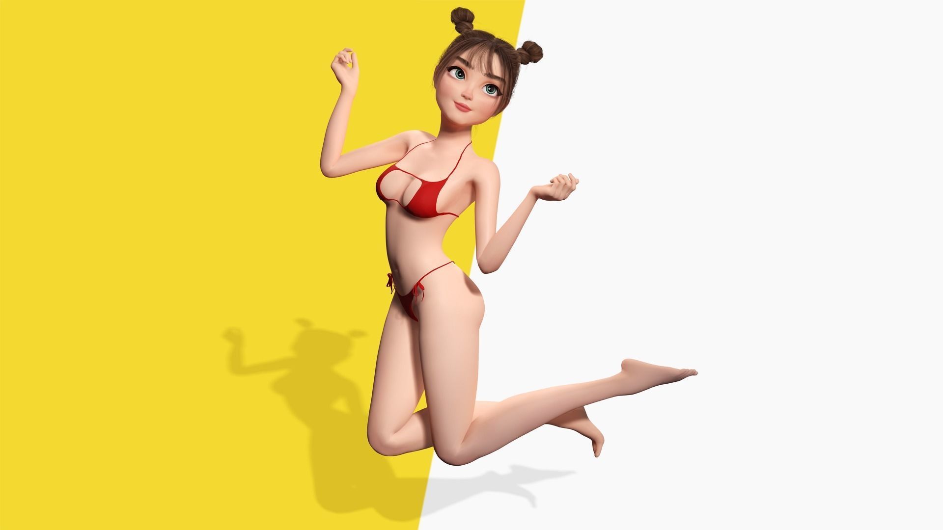 Stylized Cute Girl Low-poly 3D model_15