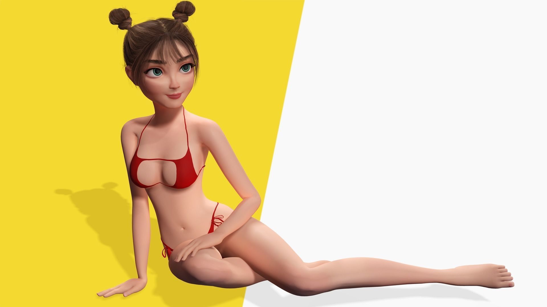 Stylized Cute Girl Low-poly 3D model_12