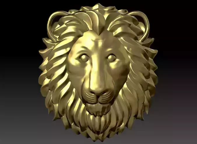 Lion head relief figure 3D printing STL  lion head sculpture