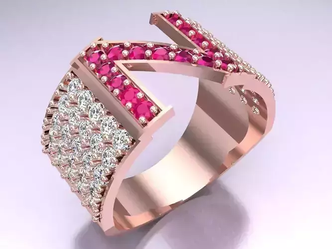 Letter N Ring - Diamond Ring - N3695