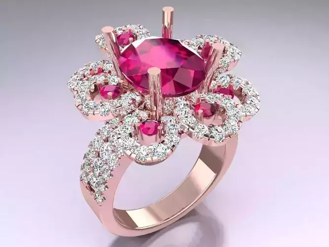 Oval Stone Ring - Womens Rings - N3826 3D print model