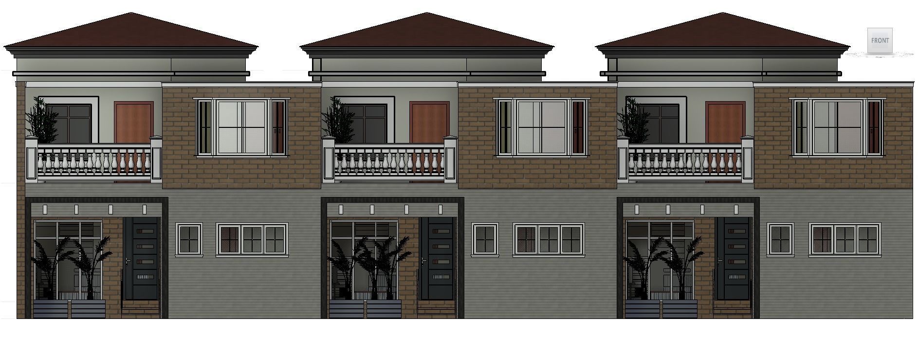 Three Block apartment Building  Low-poly 3D model_10