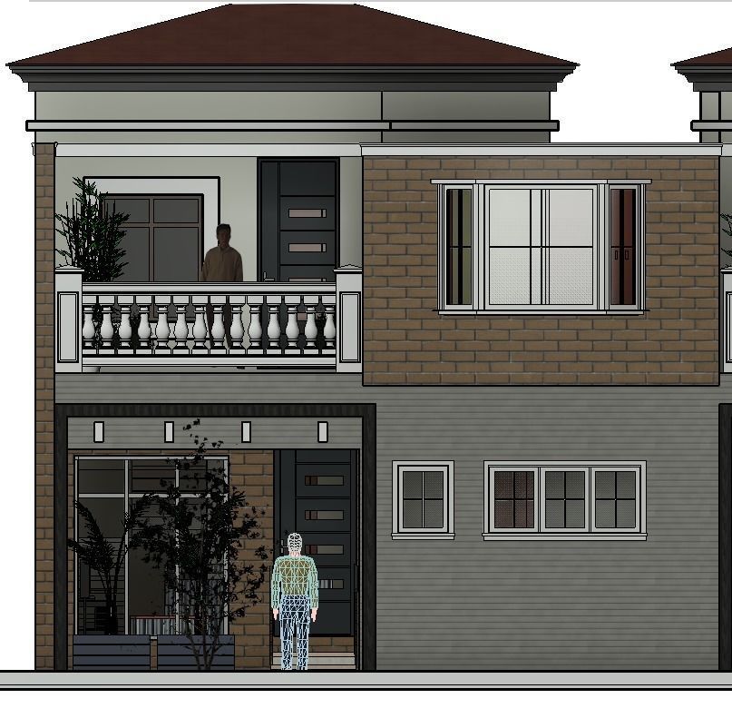 Three Block apartment Building  Low-poly 3D model_18