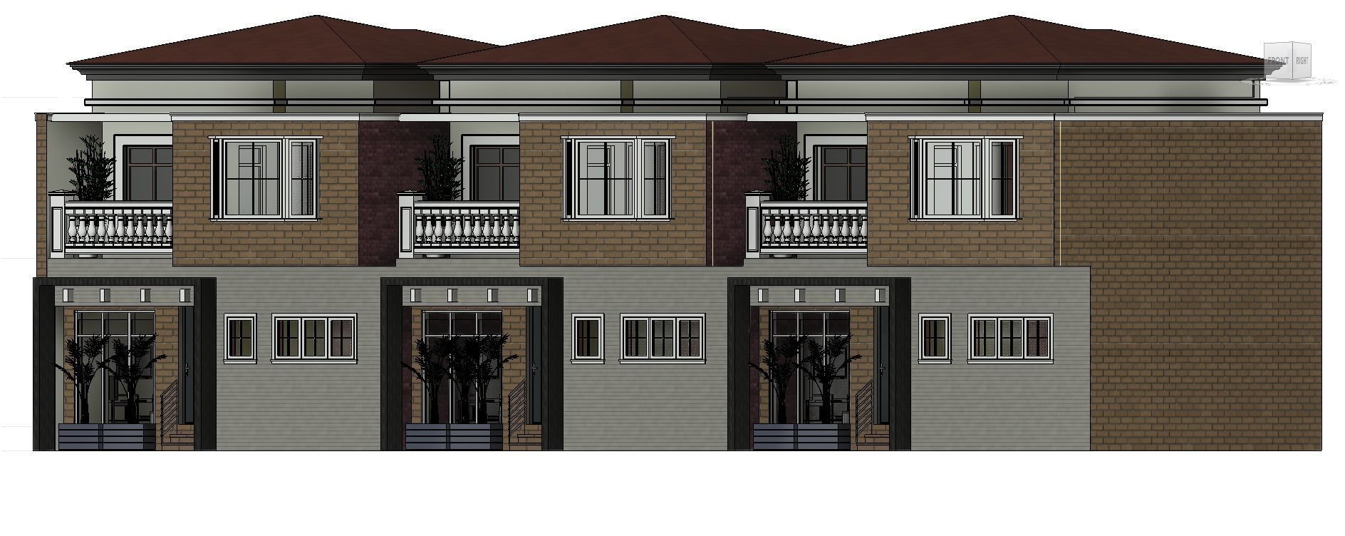 Three Block apartment Building  Low-poly 3D model_21