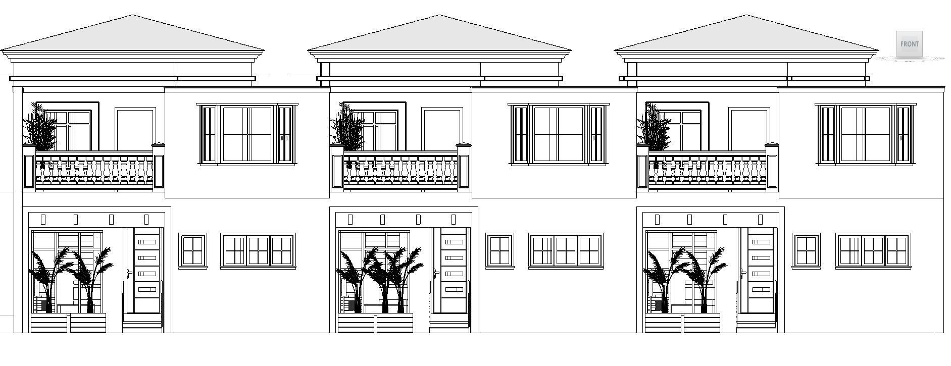 Three Block apartment Building  Low-poly 3D model_9