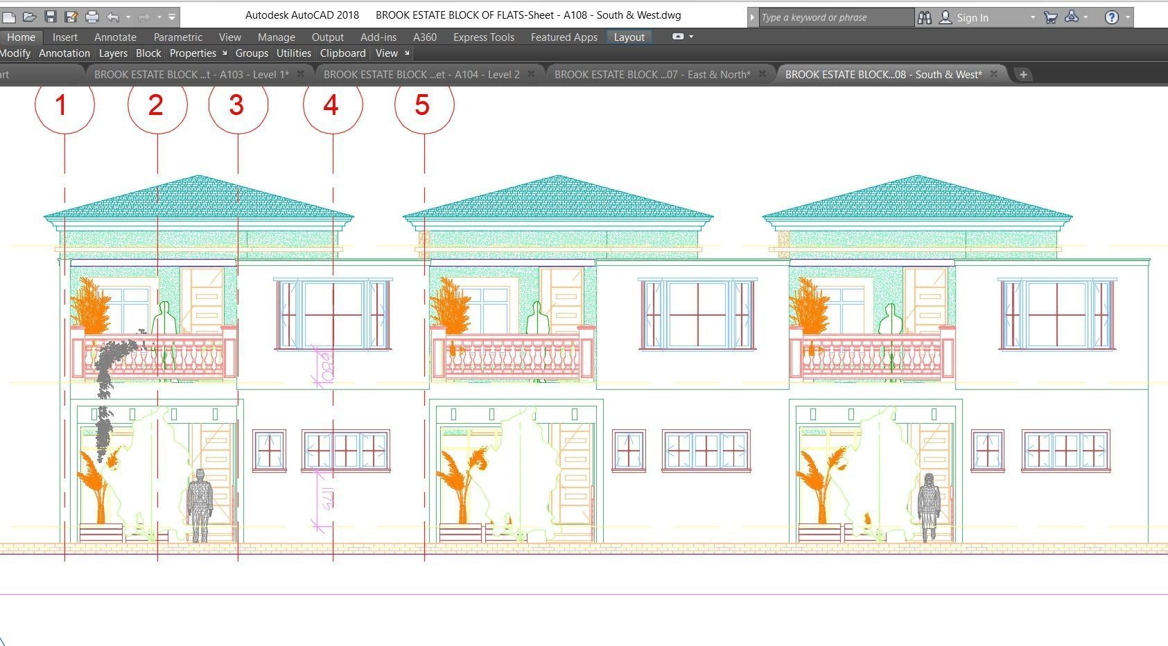Three Block apartment Building  Low-poly 3D model_2