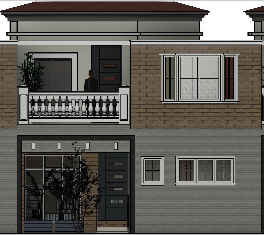 Three Block apartment Building  Low-poly 3D model_8