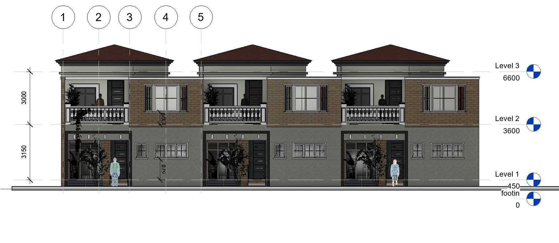 Three Block apartment Building  Low-poly 3D model_14