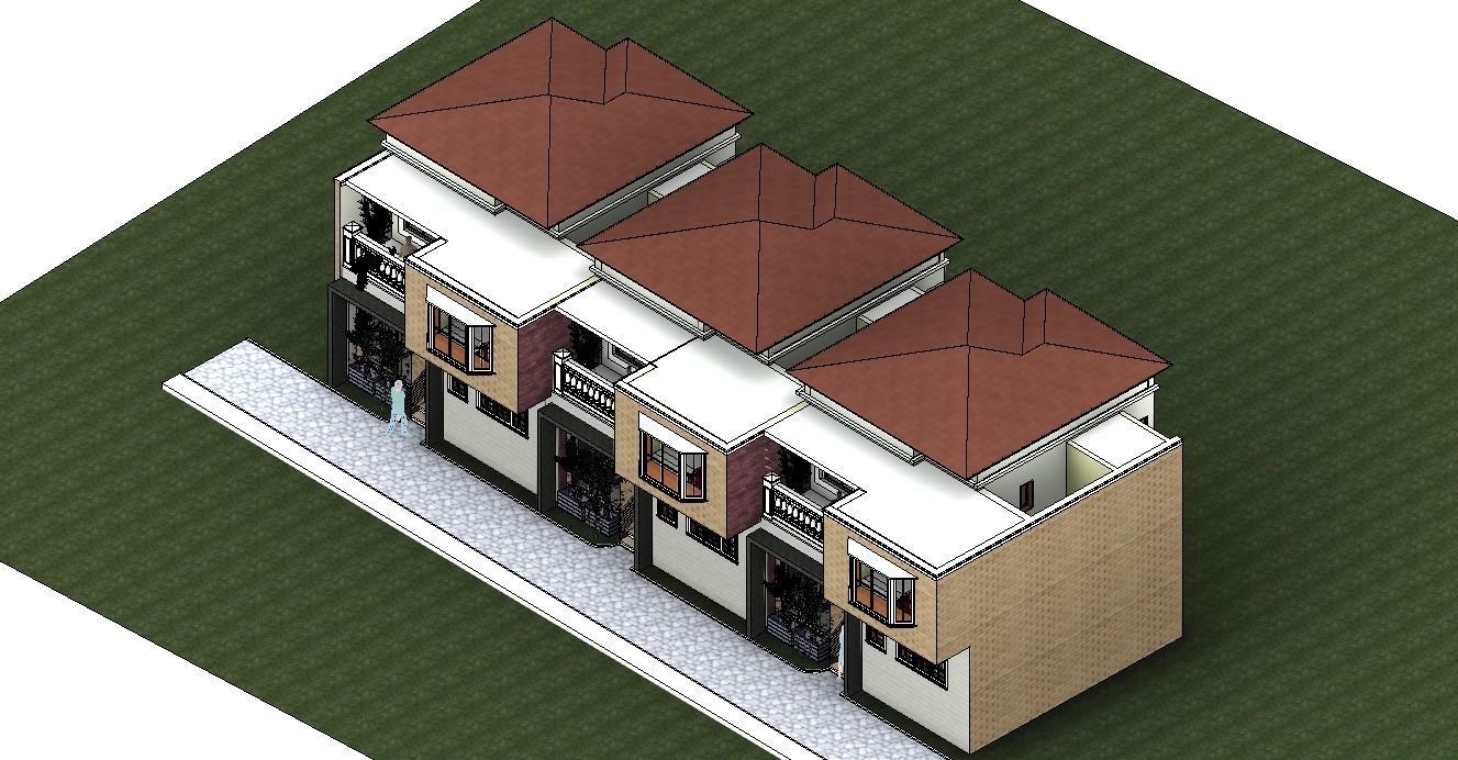 Three Block apartment Building  Low-poly 3D model_19