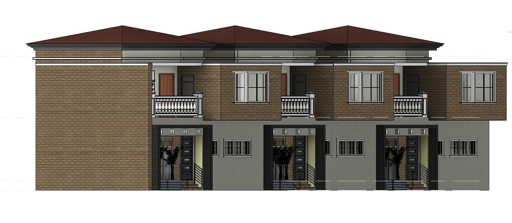 Three Block apartment Building  Low-poly 3D model_17