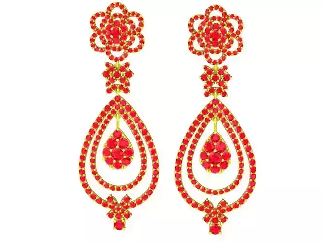 5843 luxury diamond earrings 3D print model