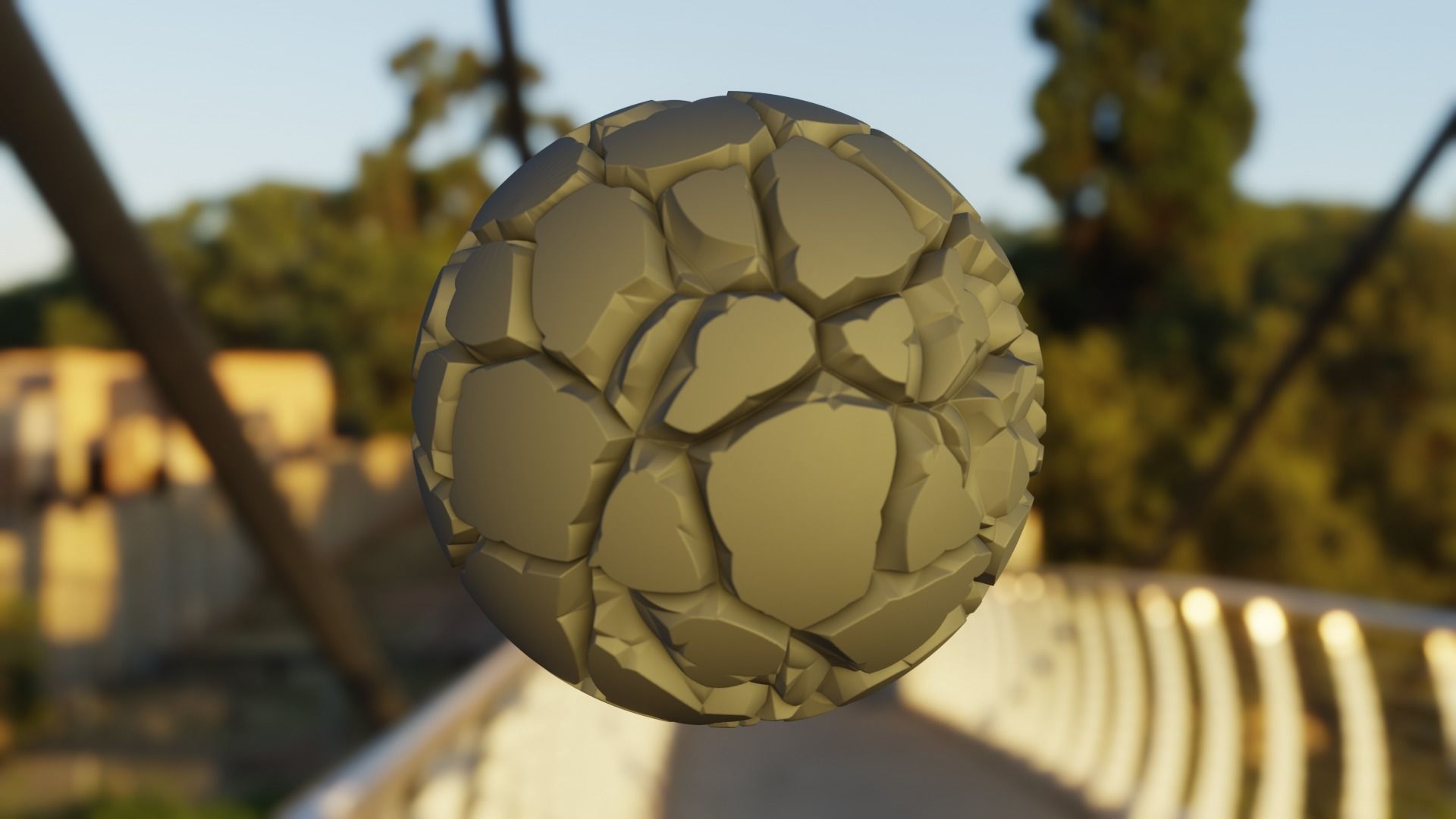 Stylized Cracked Rock Ground Shader Ball - High Poly 3D Texture Texture_8
