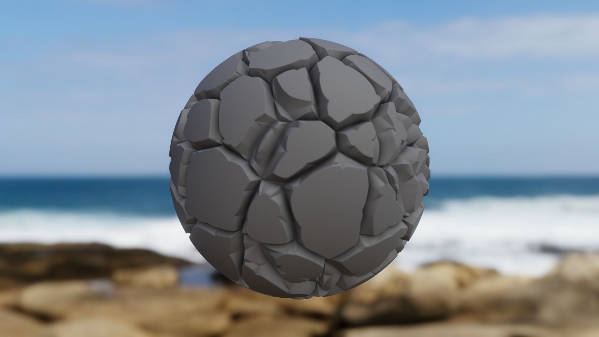 Stylized Cracked Rock Ground Shader Ball - High Poly 3D Texture Texture_4