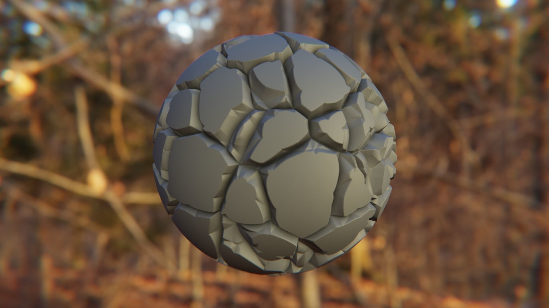 Stylized Cracked Rock Ground Shader Ball - High Poly 3D Texture Texture_2