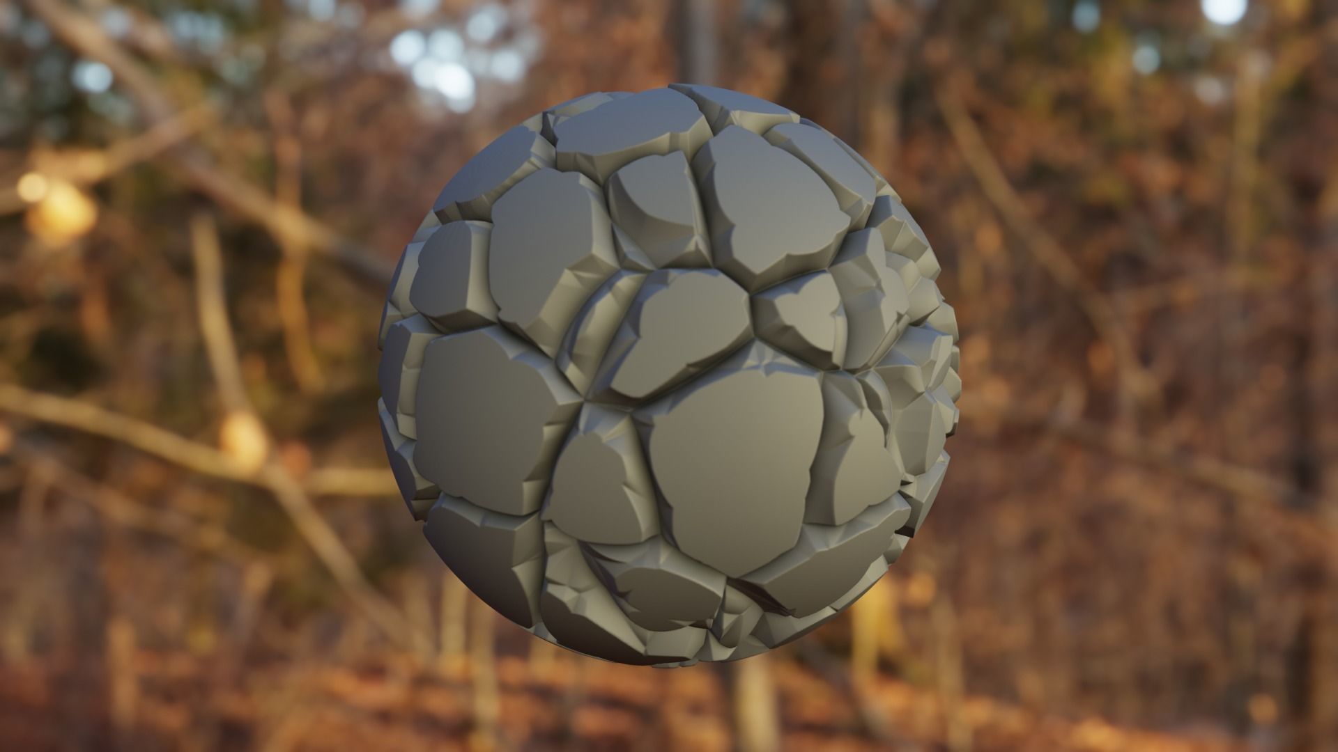 Stylized Cracked Rock Ground Shader Ball - High Poly 3D Texture Texture_5