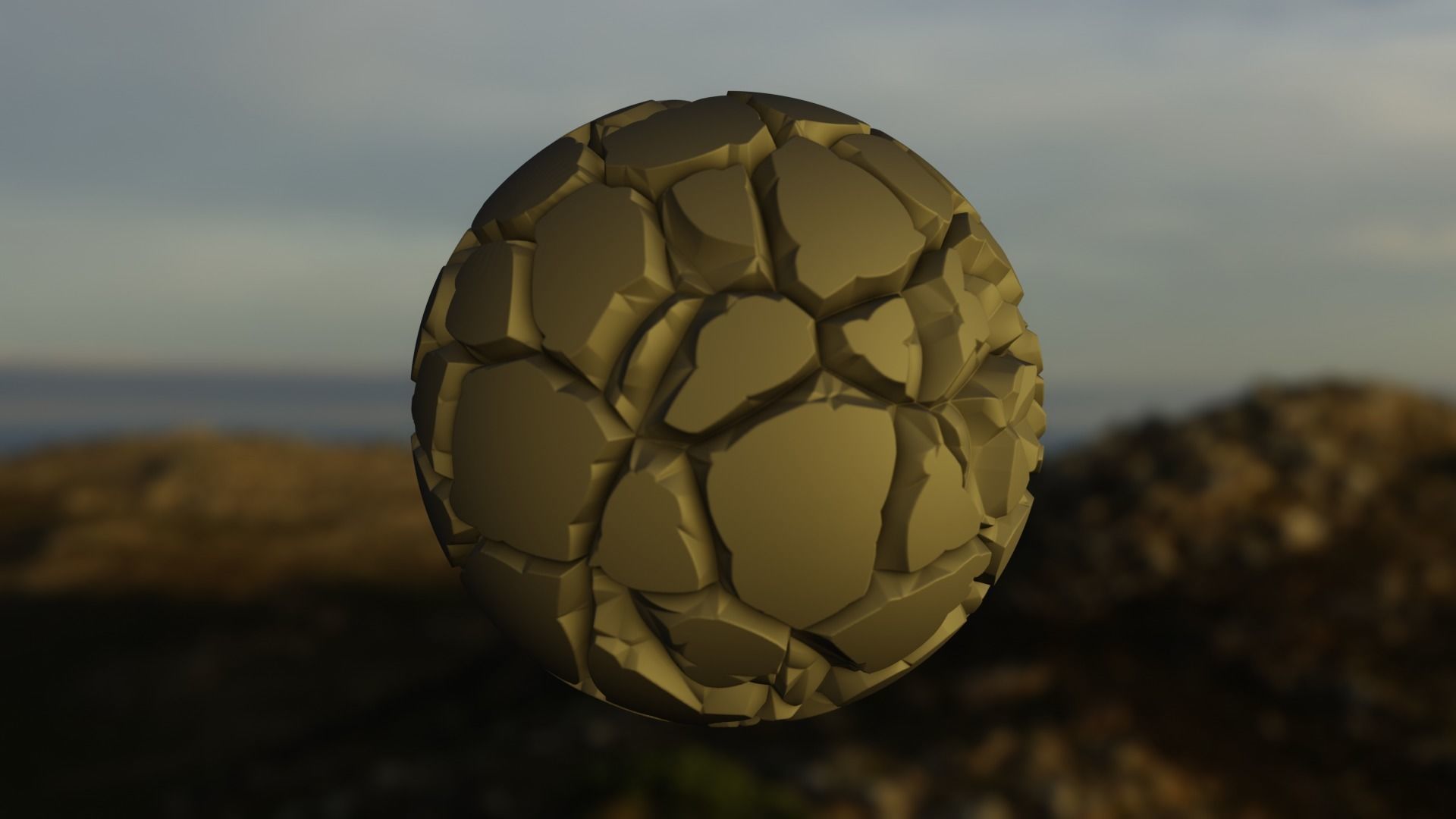 Stylized Cracked Rock Ground Shader Ball - High Poly 3D Texture Texture_7