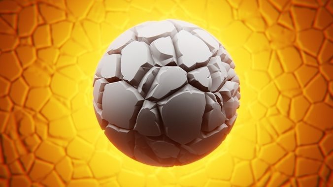 Stylized Cracked Rock Ground - High Poly Ball 3D model