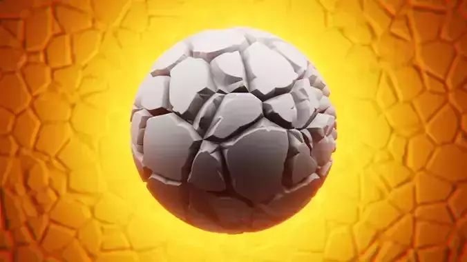 Stylized Cracked Rock Ground Shader Ball - High Poly 3D Texture Texture