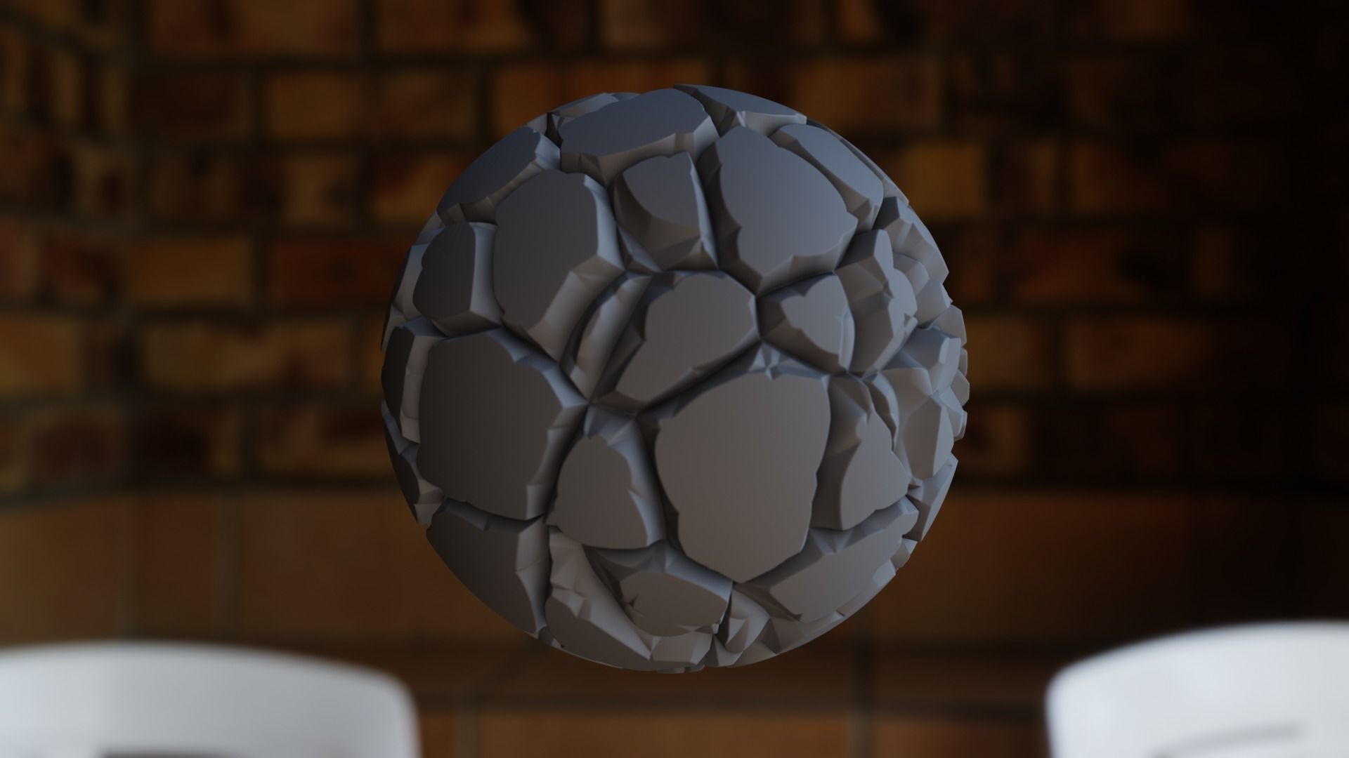 Stylized Cracked Rock Ground Shader Ball - High Poly 3D Texture Texture_9