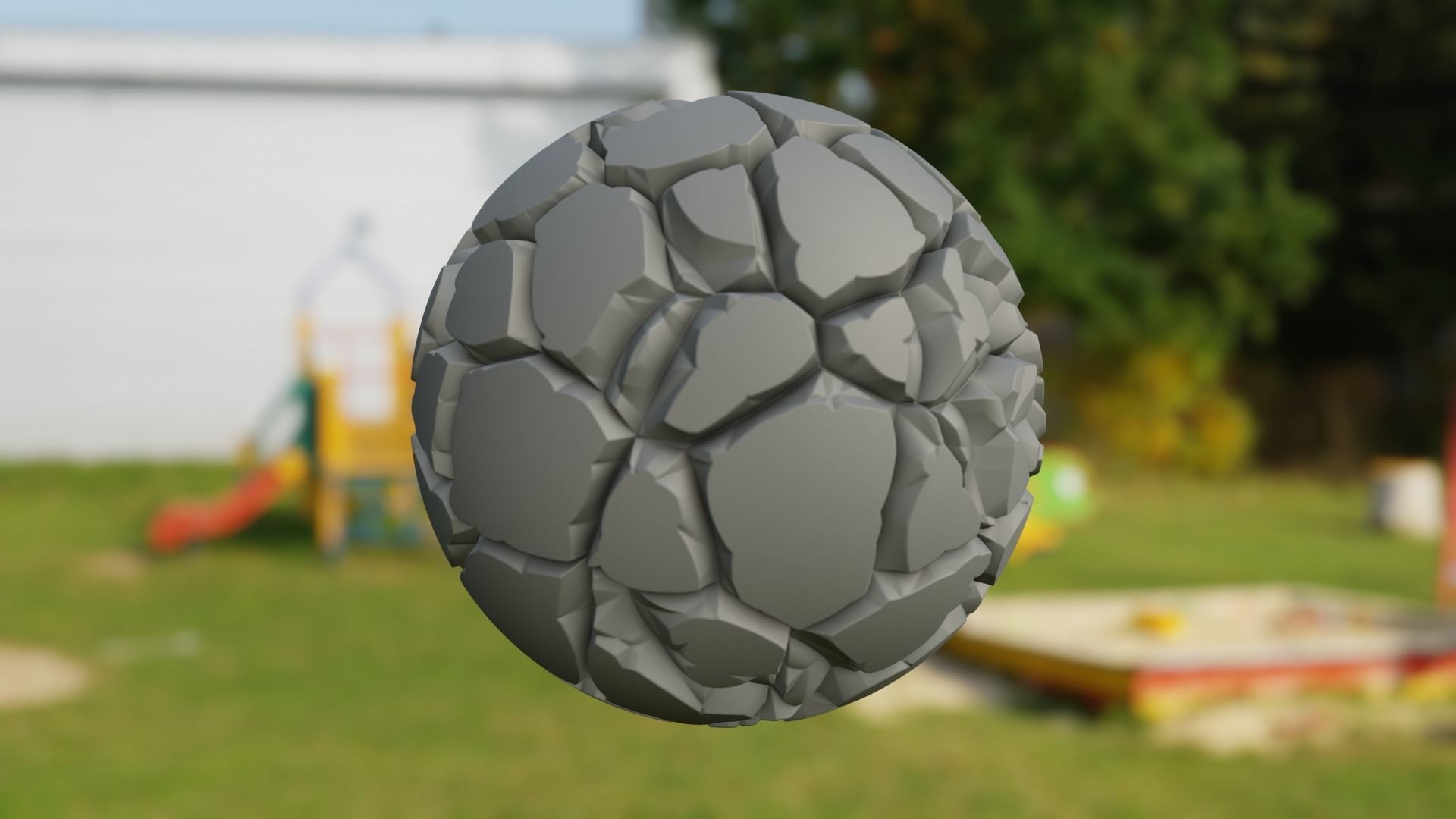 Stylized Cracked Rock Ground Shader Ball - High Poly 3D Texture Texture_3