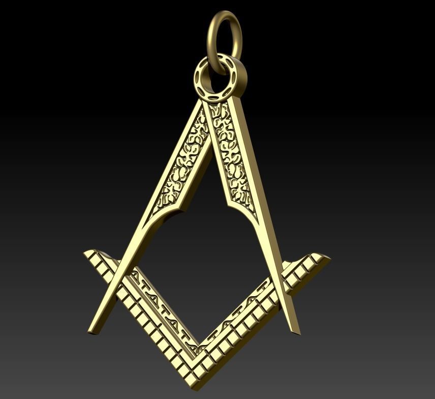 Masonic pendant 2 3D print model_2