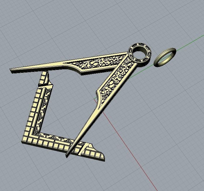 Masonic pendant 2 3D print model_9