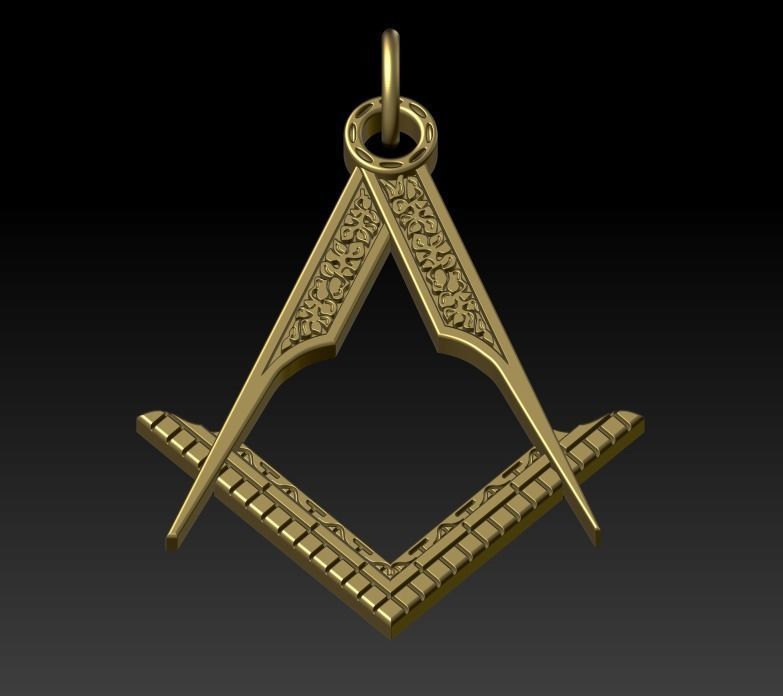 Masonic pendant 2 3D print model_4