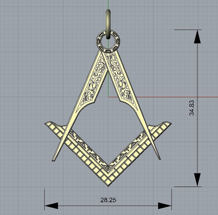 Masonic pendant 2 3D print model_5