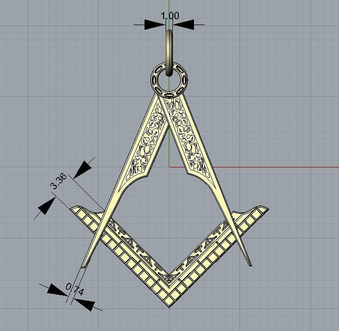 Masonic pendant 2 3D print model_7