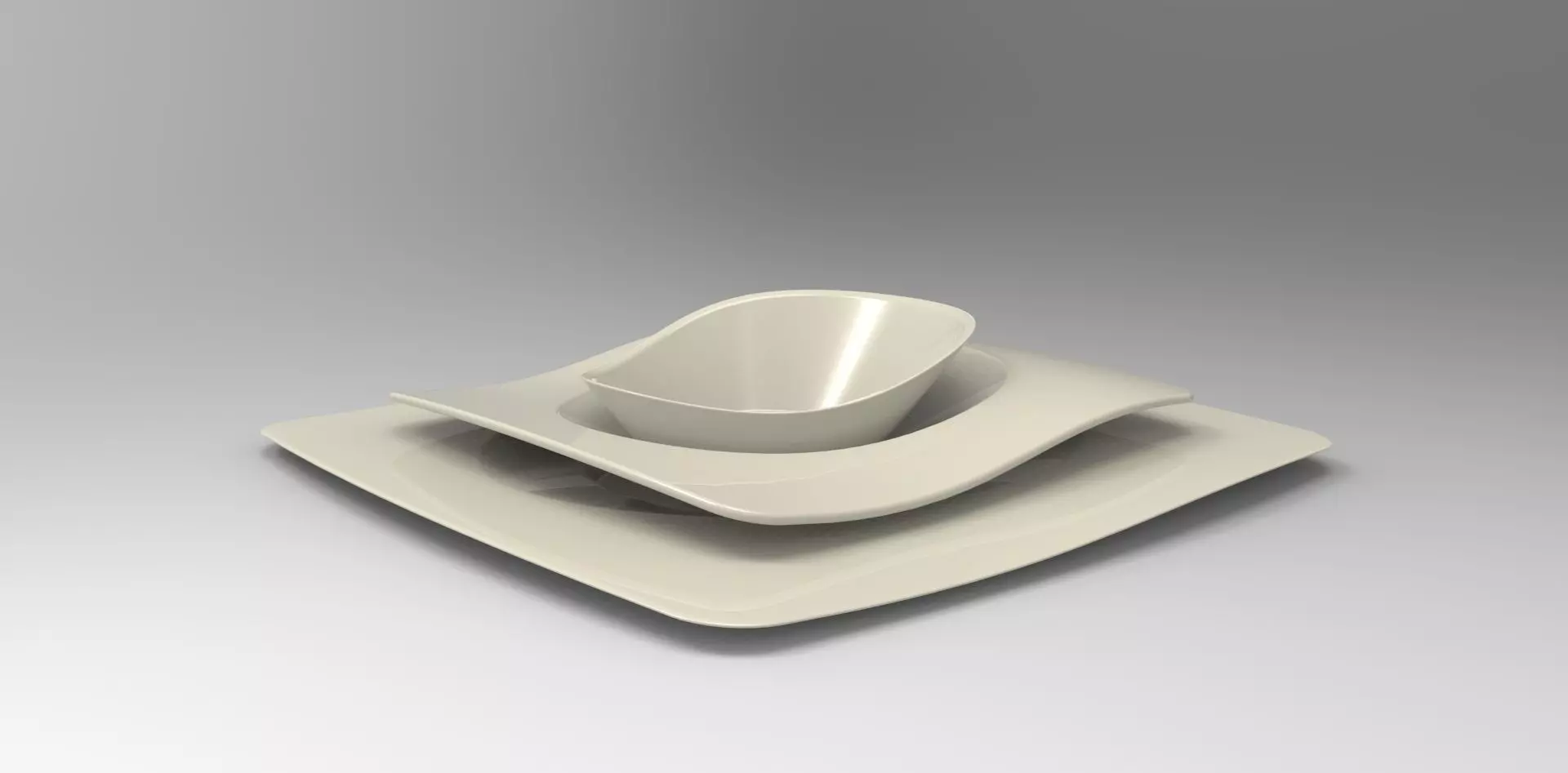 Plate set of plates and bowls 3D model