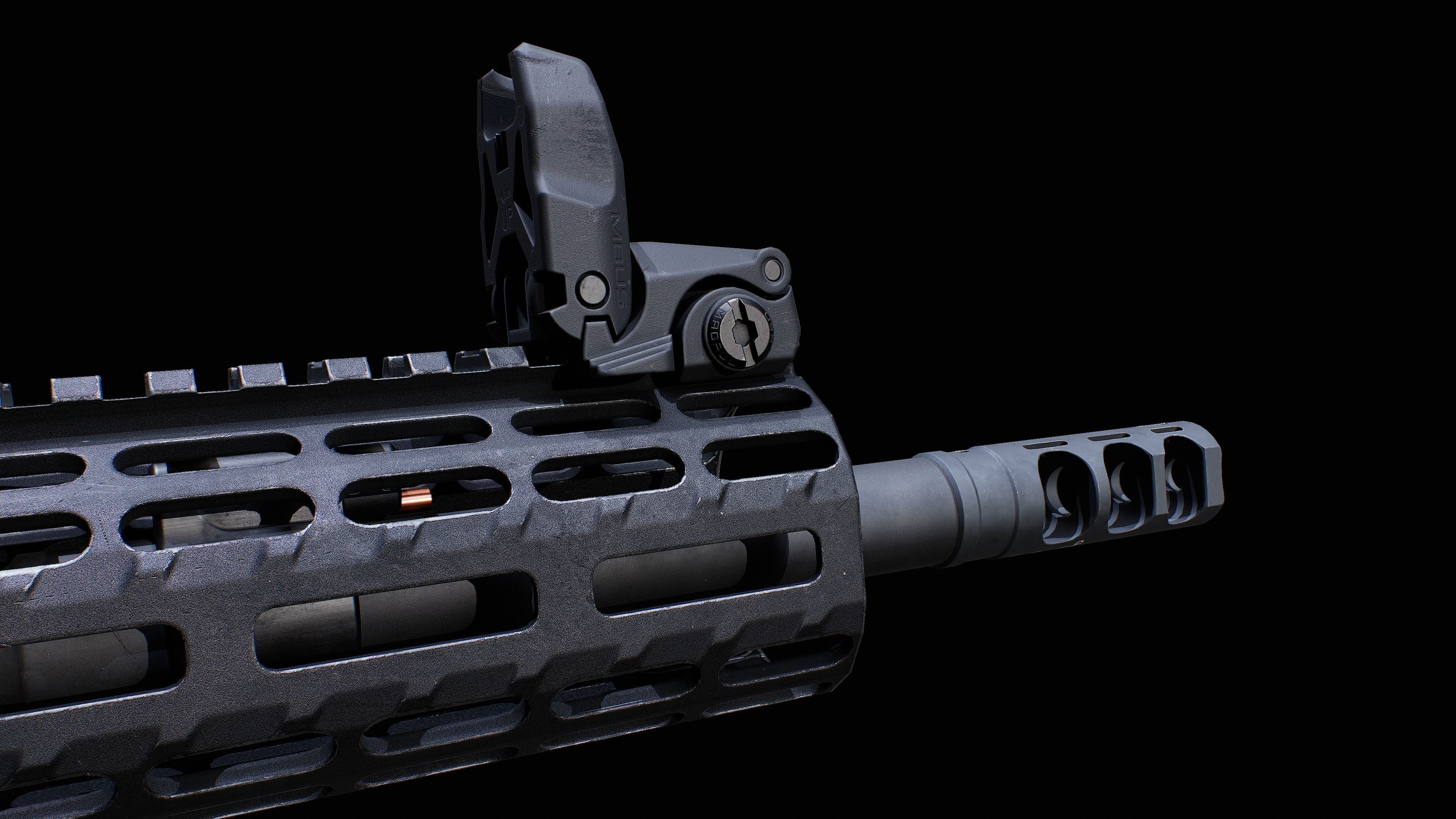AR 15 AAA Game Asset Without Accessories Low-poly 3D model_11