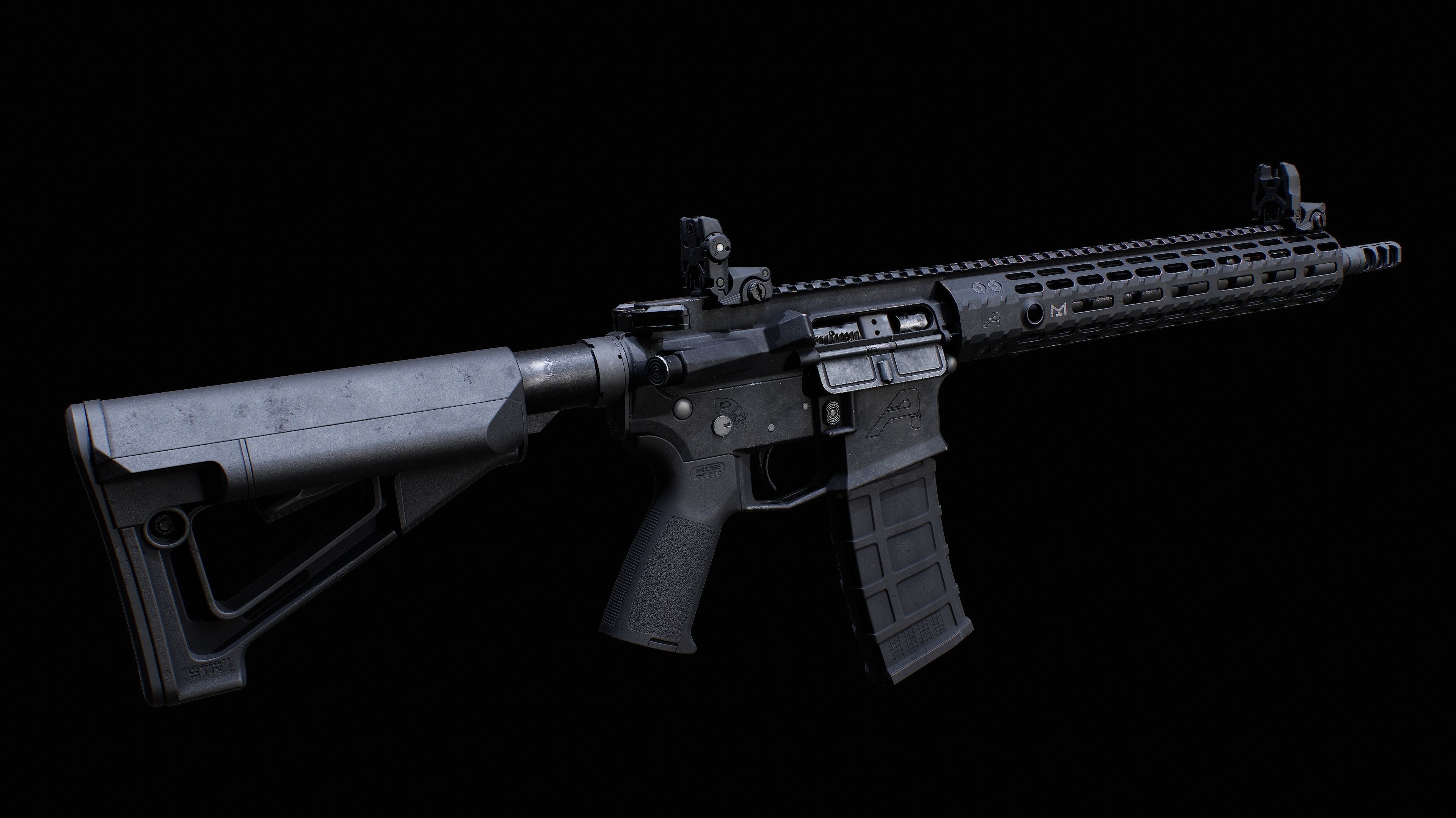 AR 15 AAA Game Asset Without Accessories Low-poly 3D model_2