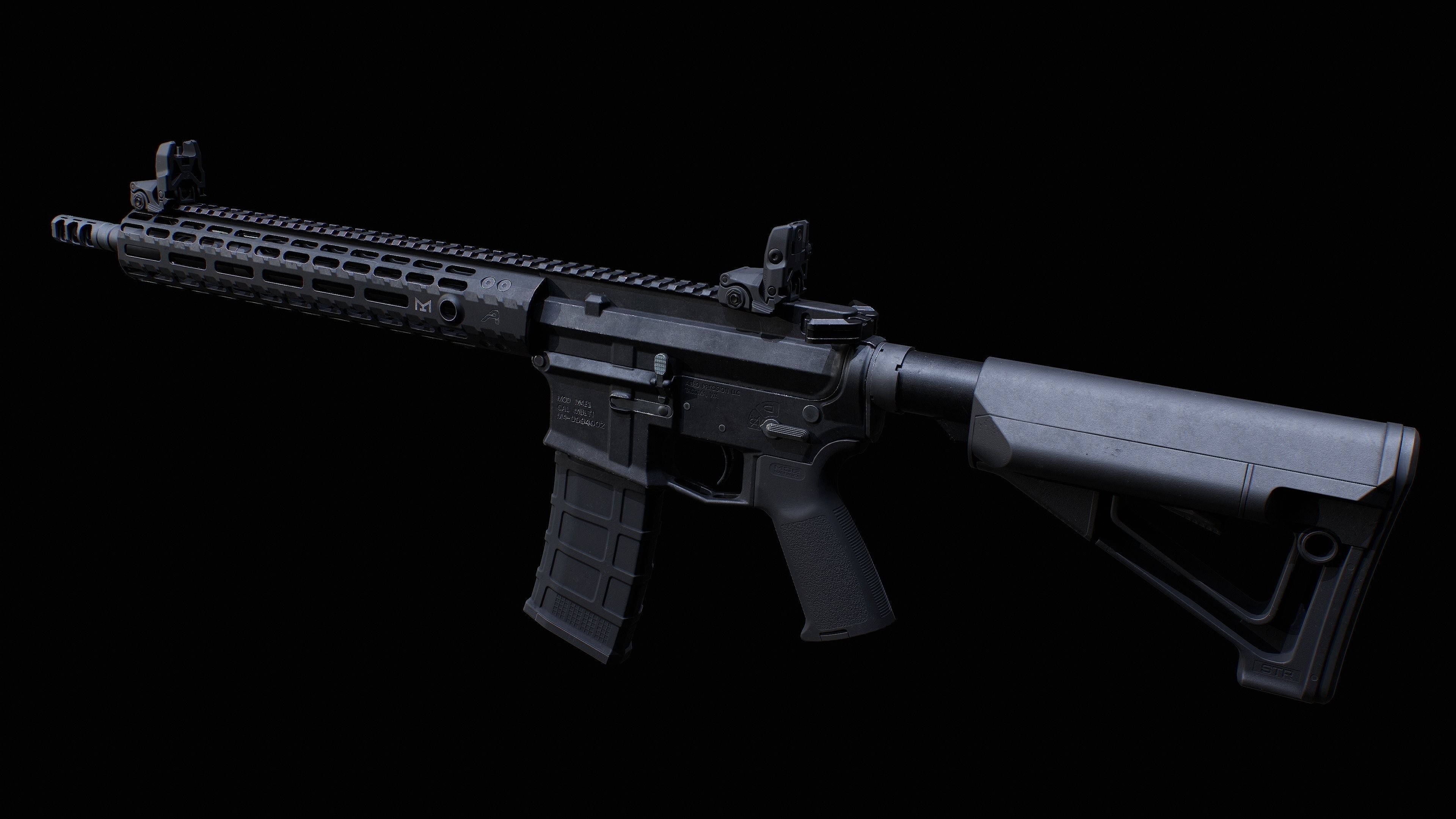 AR 15 AAA Game Asset Without Accessories Low-poly 3D model_3