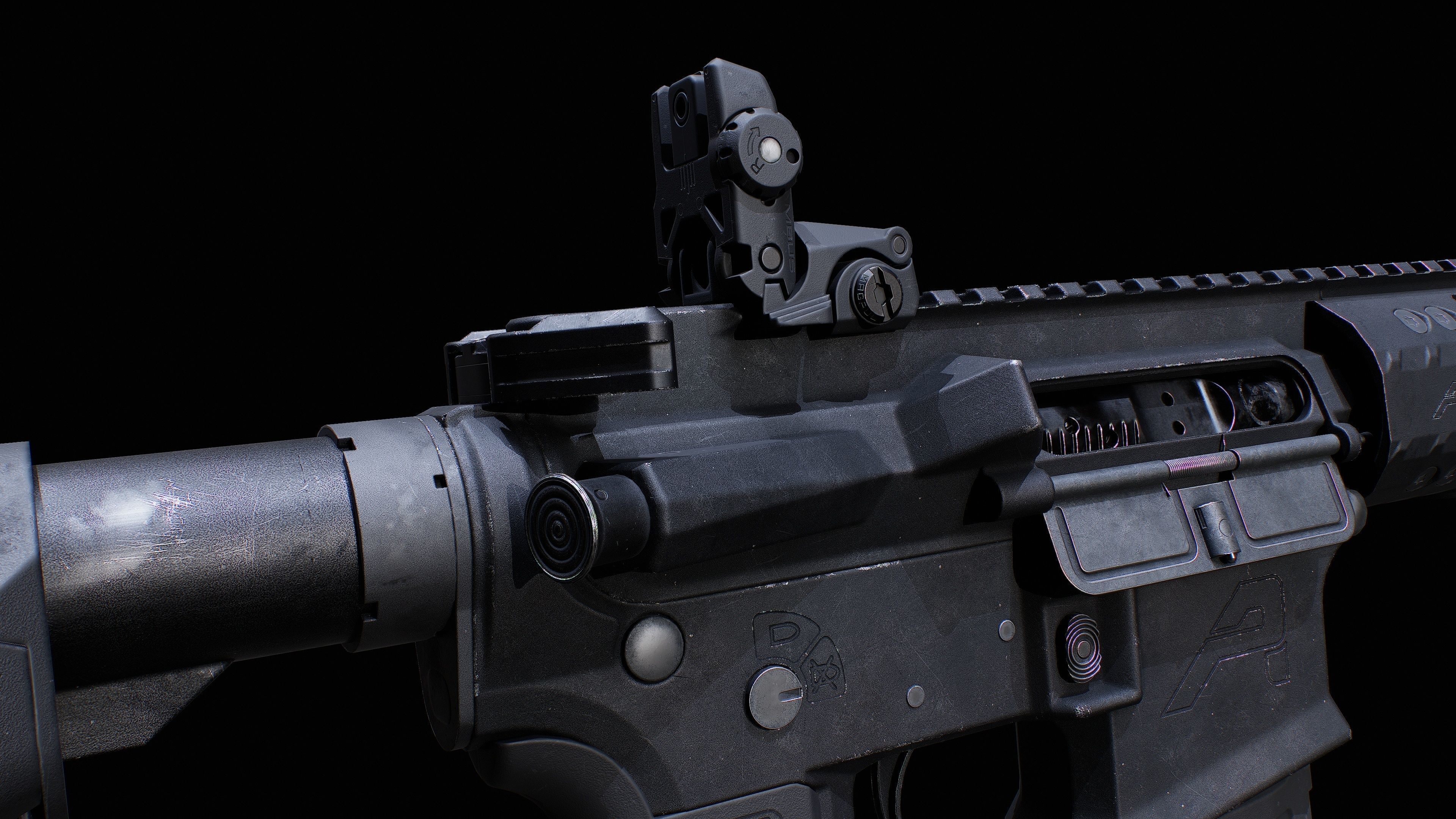 AR 15 AAA Game Asset Without Accessories Low-poly 3D model_6