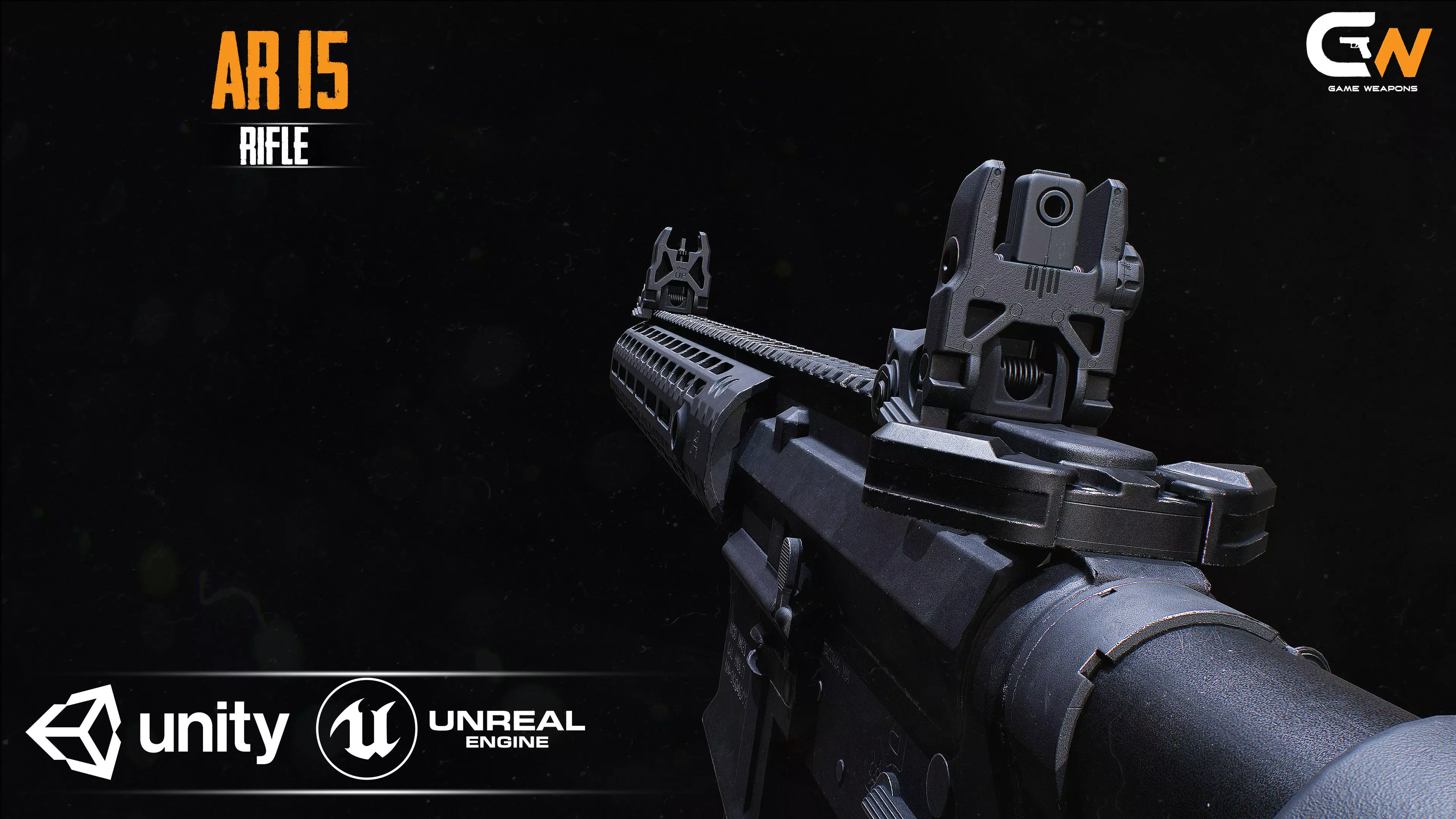 AR 15 AAA Game Asset Without Accessories Low-poly 3D model_0