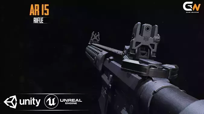 AR 15 AAA Game Asset Without Accessories Low-poly 3D model