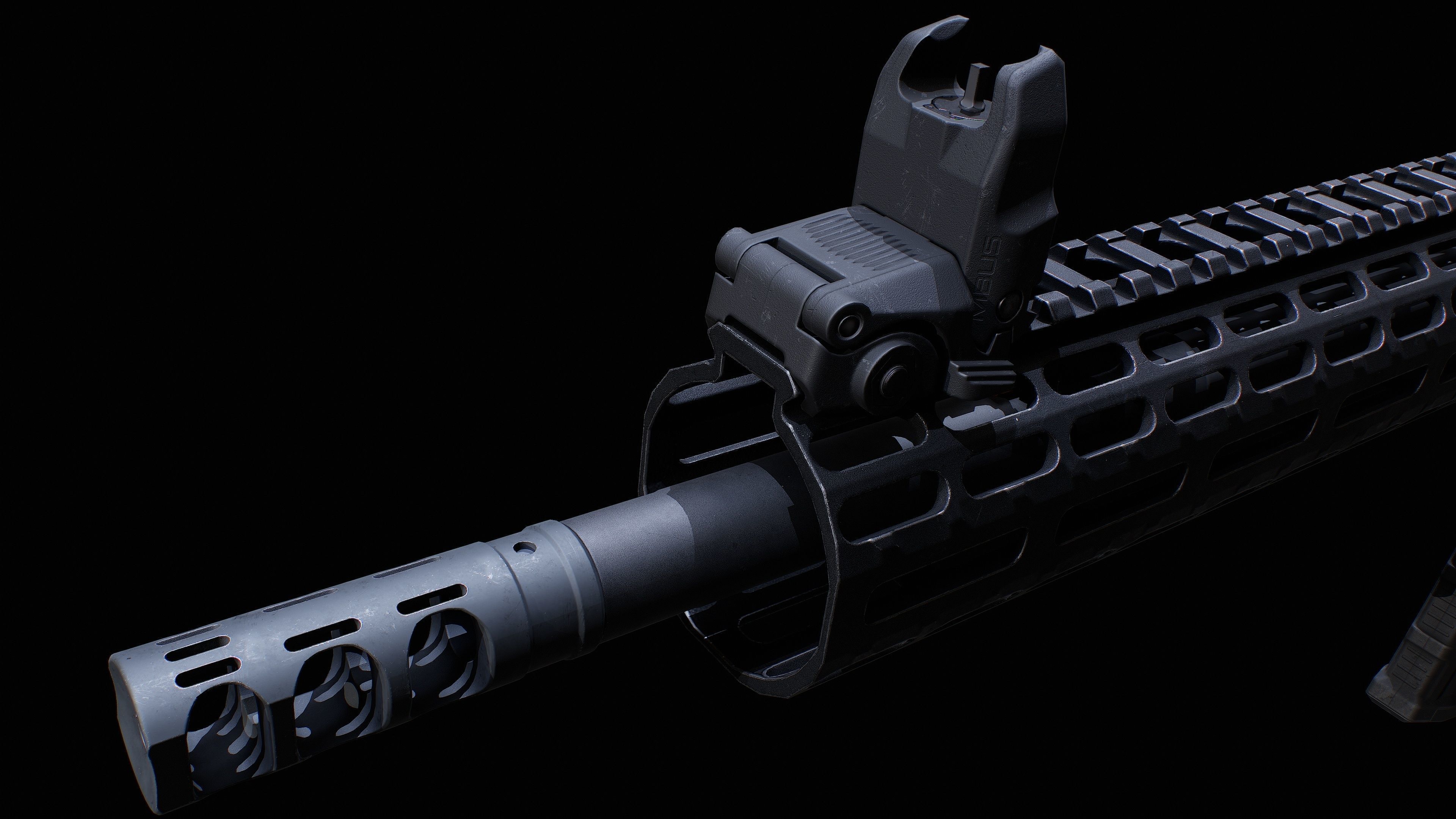 AR 15 AAA Game Asset Without Accessories Low-poly 3D model_13