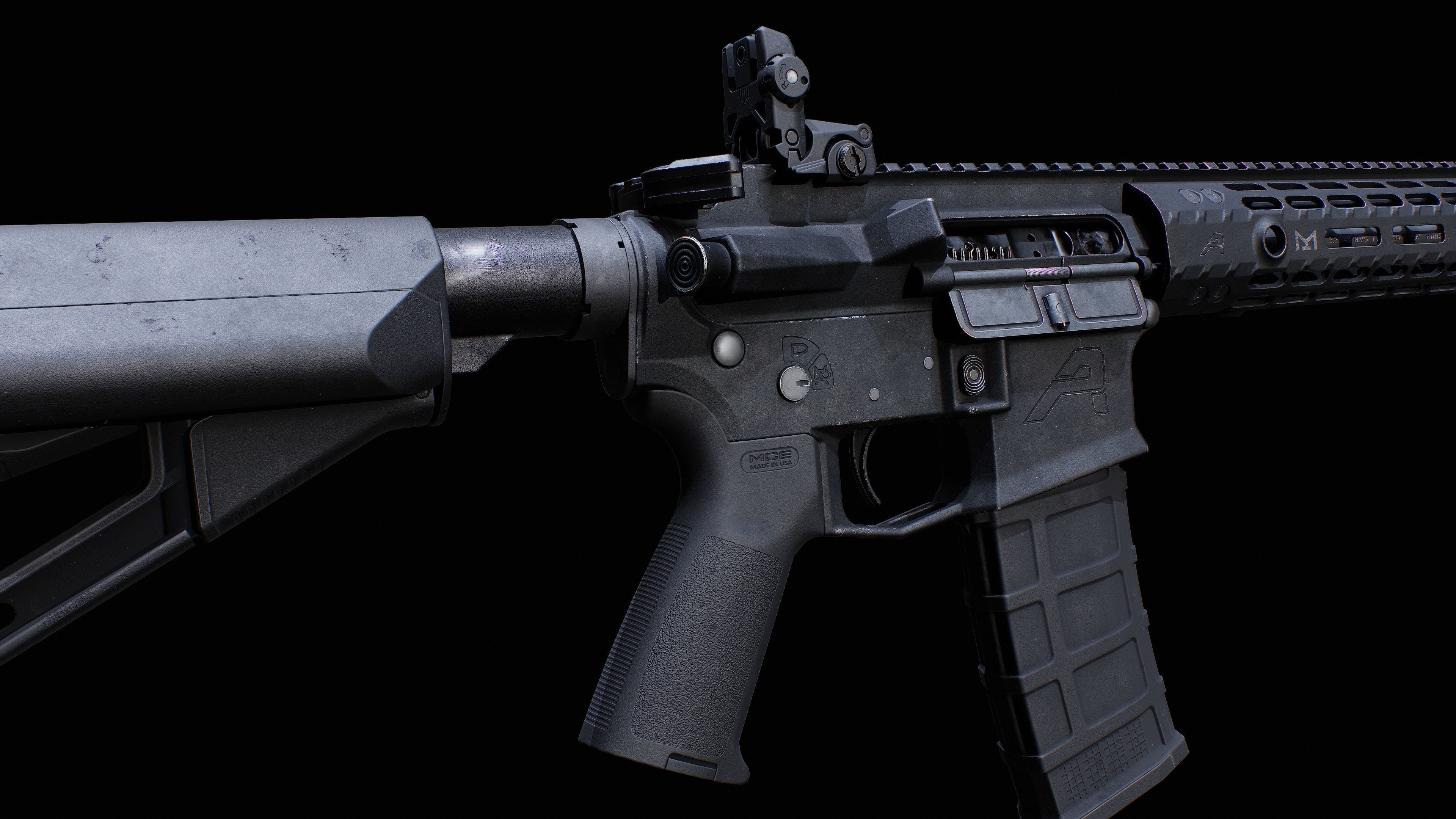 AR 15 AAA Game Asset Without Accessories Low-poly 3D model_5