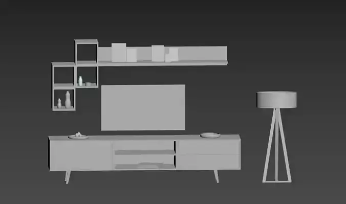 Modern TV wall unit 3D model