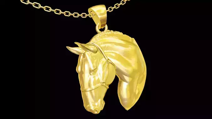 Horse Head Statue Sculpture pendant jewelry gold 3D print model
