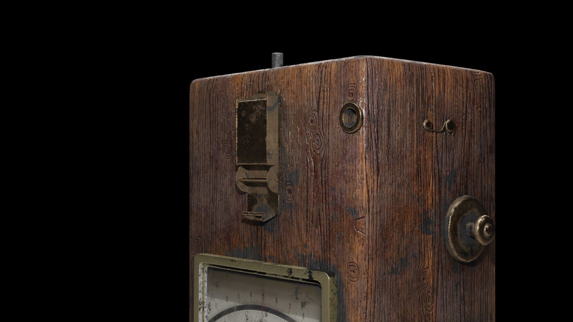 Vintage electrometer device model Low-poly 3D model_3