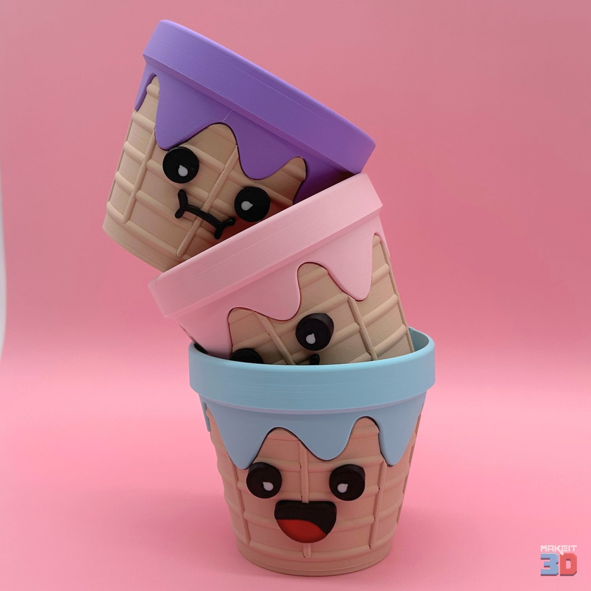 3D Printable Ice Cream Cone Planters STL Files 3D print model_2