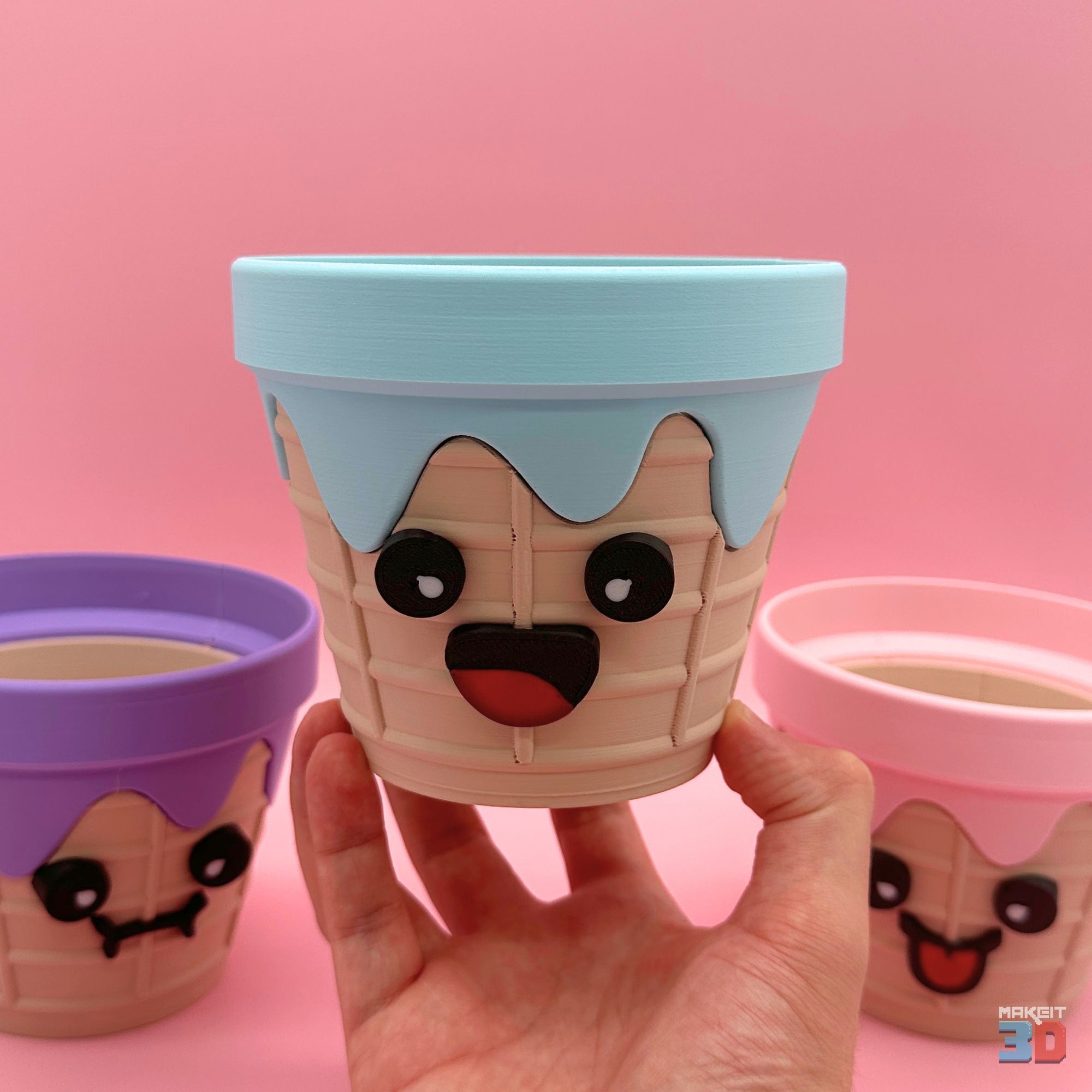 3D Printable Ice Cream Cone Planters STL Files 3D print model_1