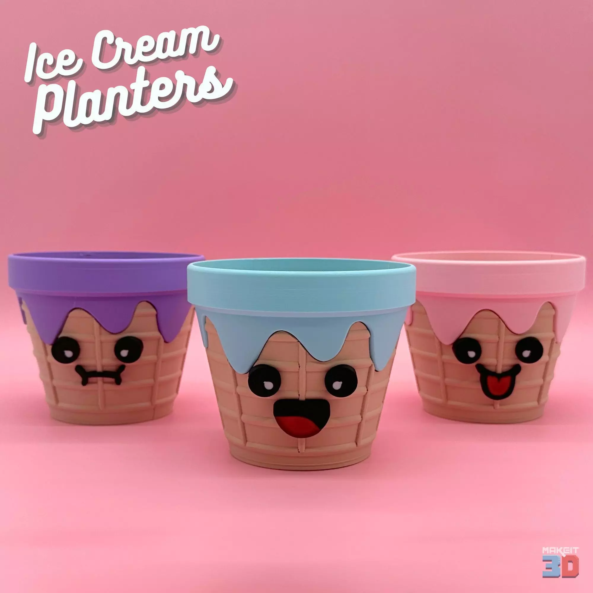 3D Printable Ice Cream Cone Planters STL Files 3D print model_0