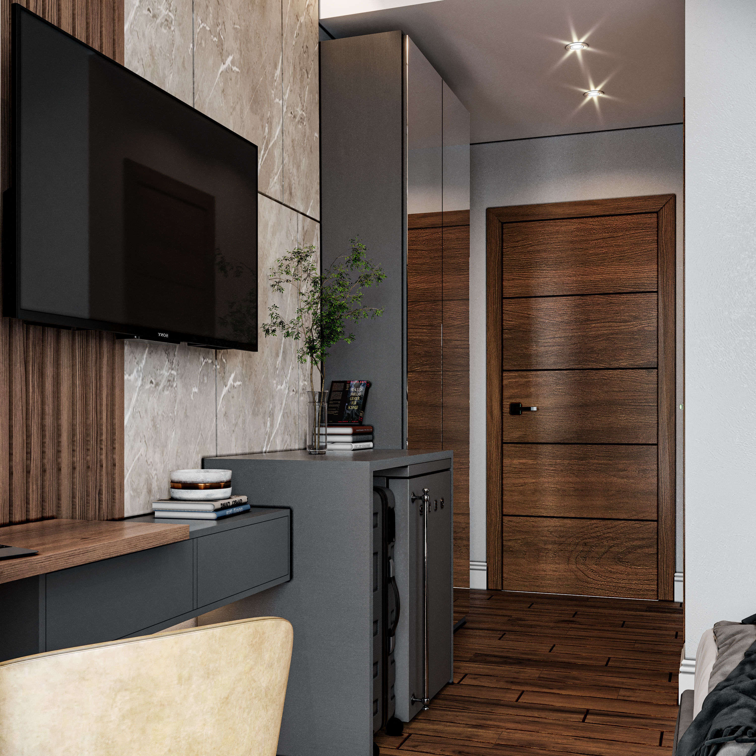 Hotel Room Design 3D model_2