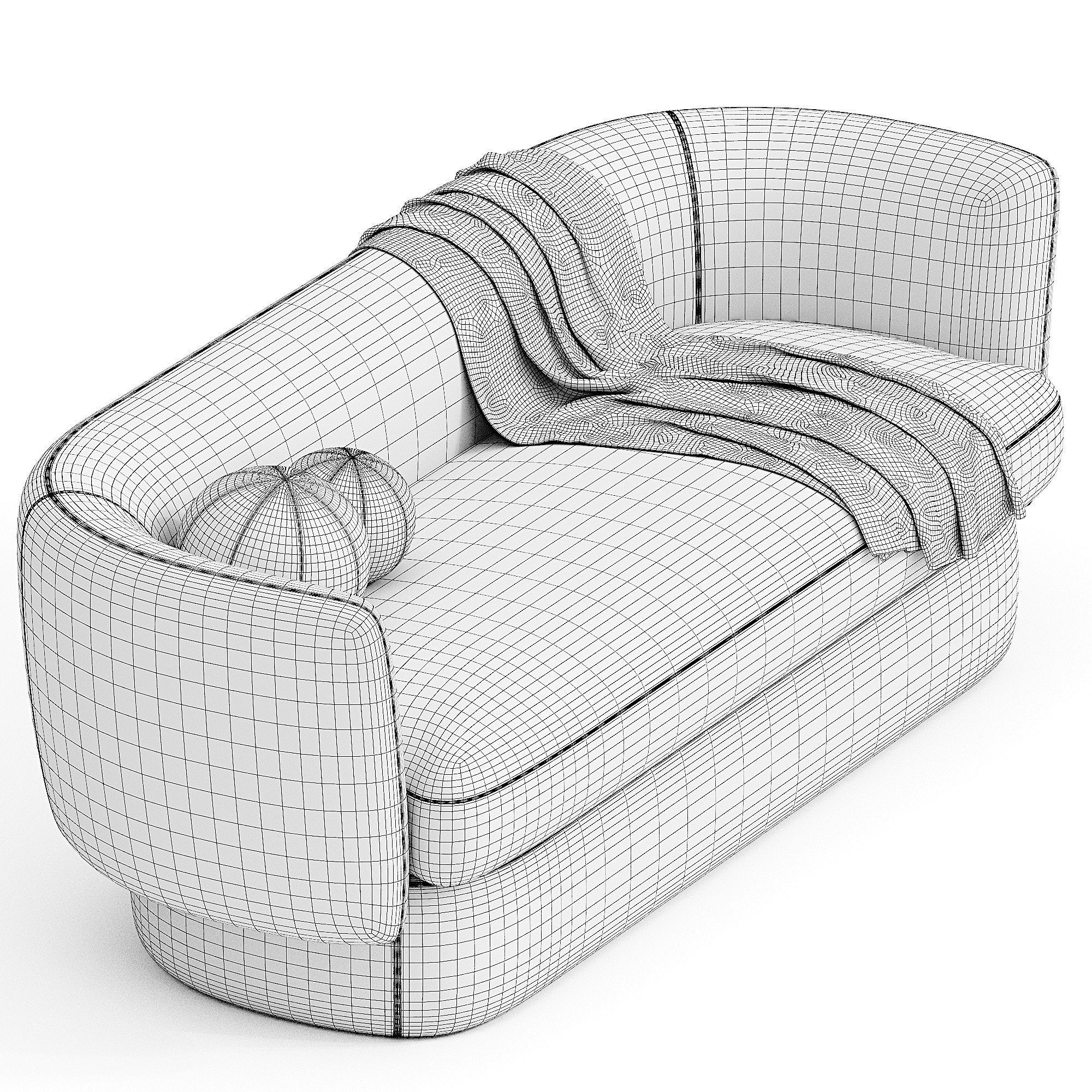 Wingrove 63 Round Arm Loveseat sofa  3D model_4