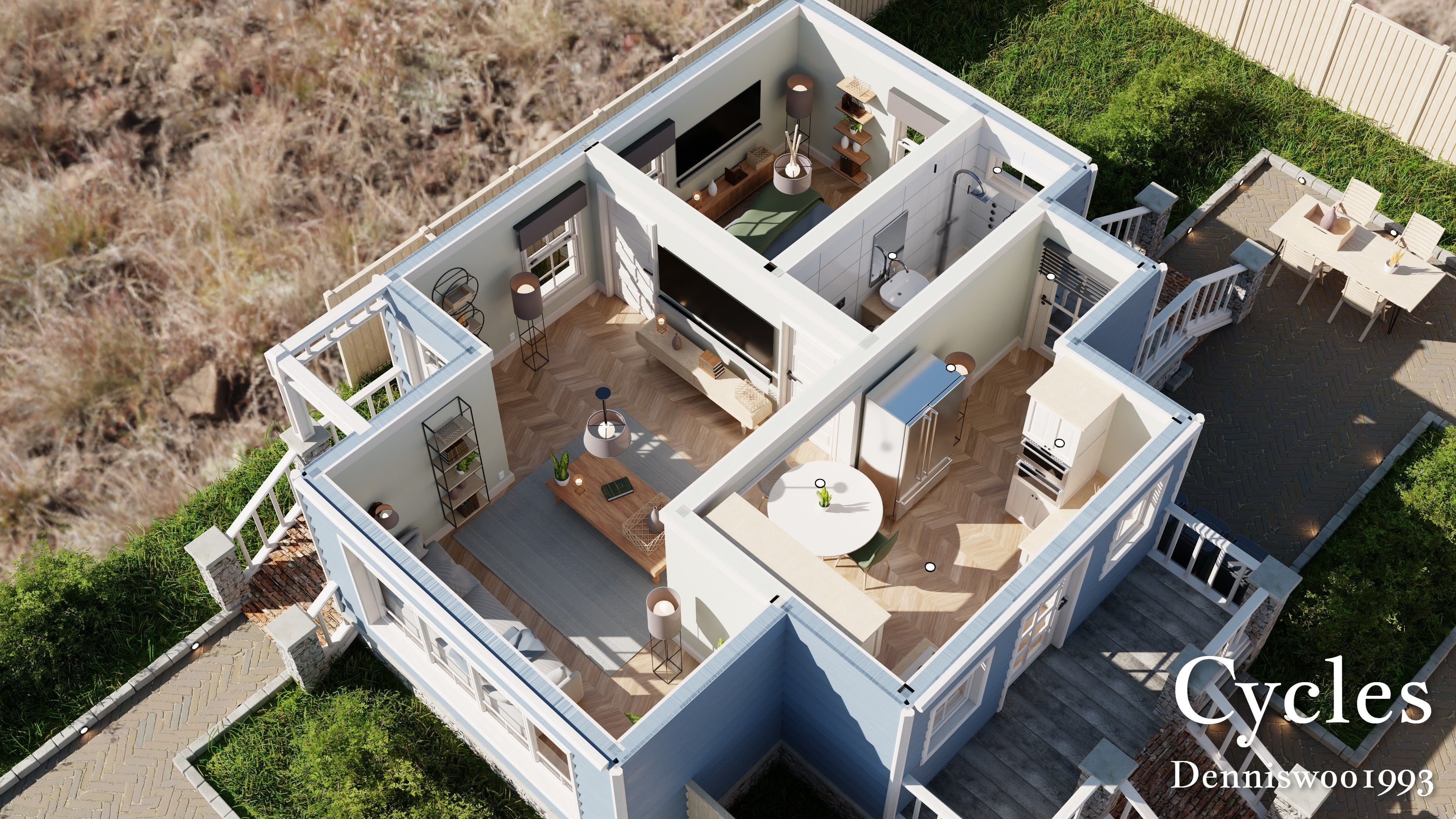 SHC Modular Classic Style American House 3 Low-poly 3D model_7