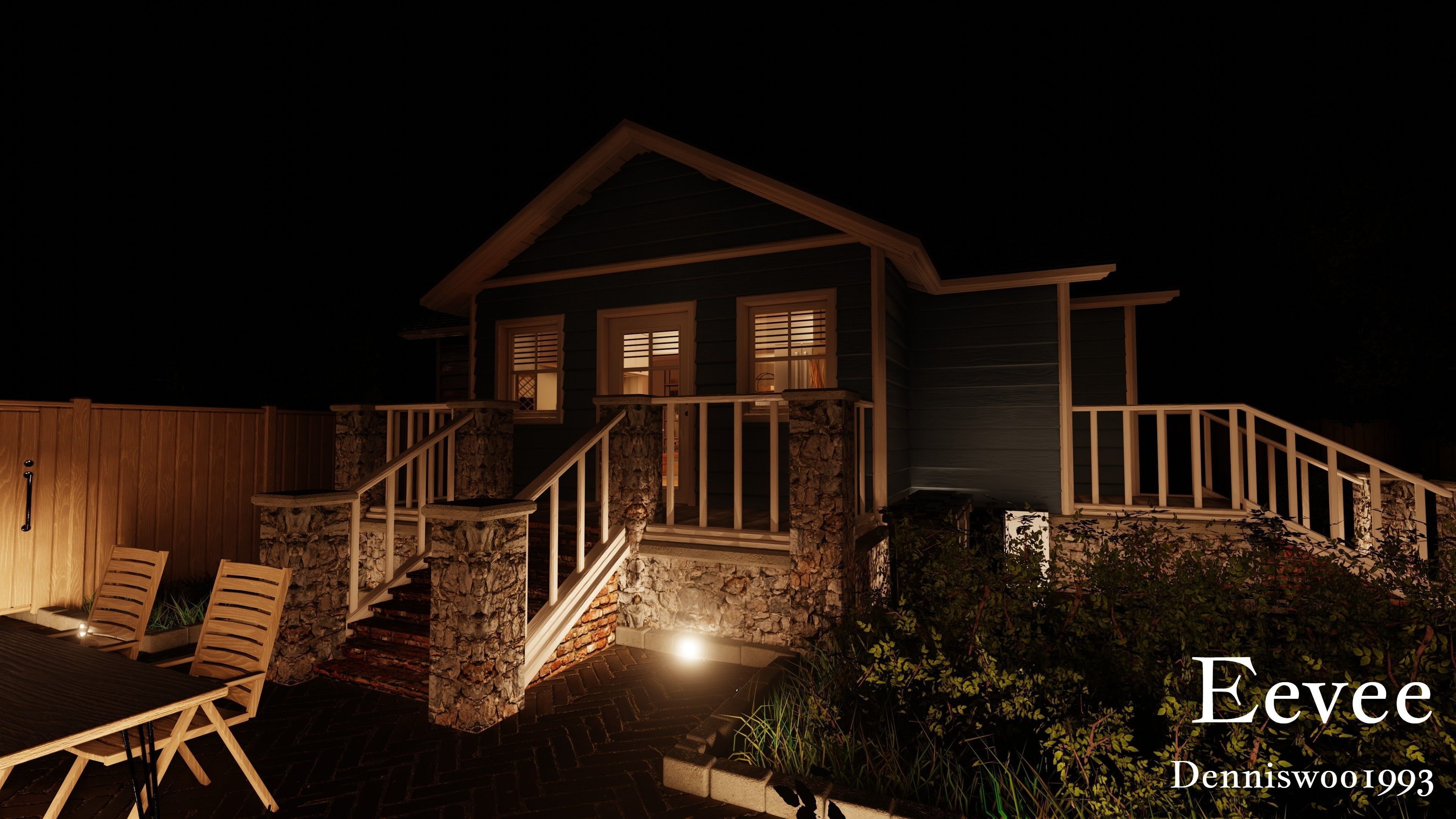 SHC Modular Classic Style American House 3 Low-poly 3D model_29