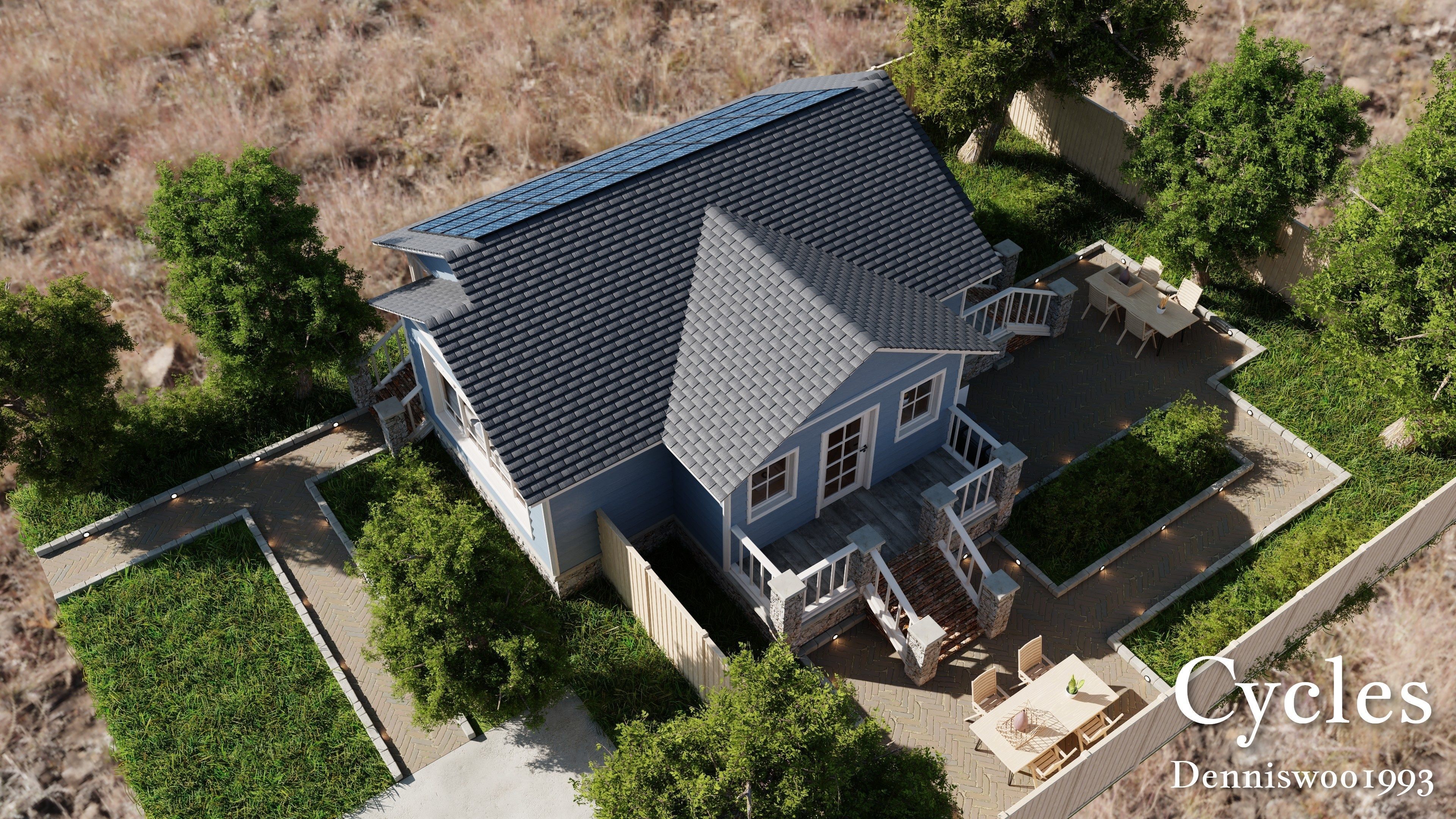 SHC Modular Classic Style American House 3 Low-poly 3D model_14