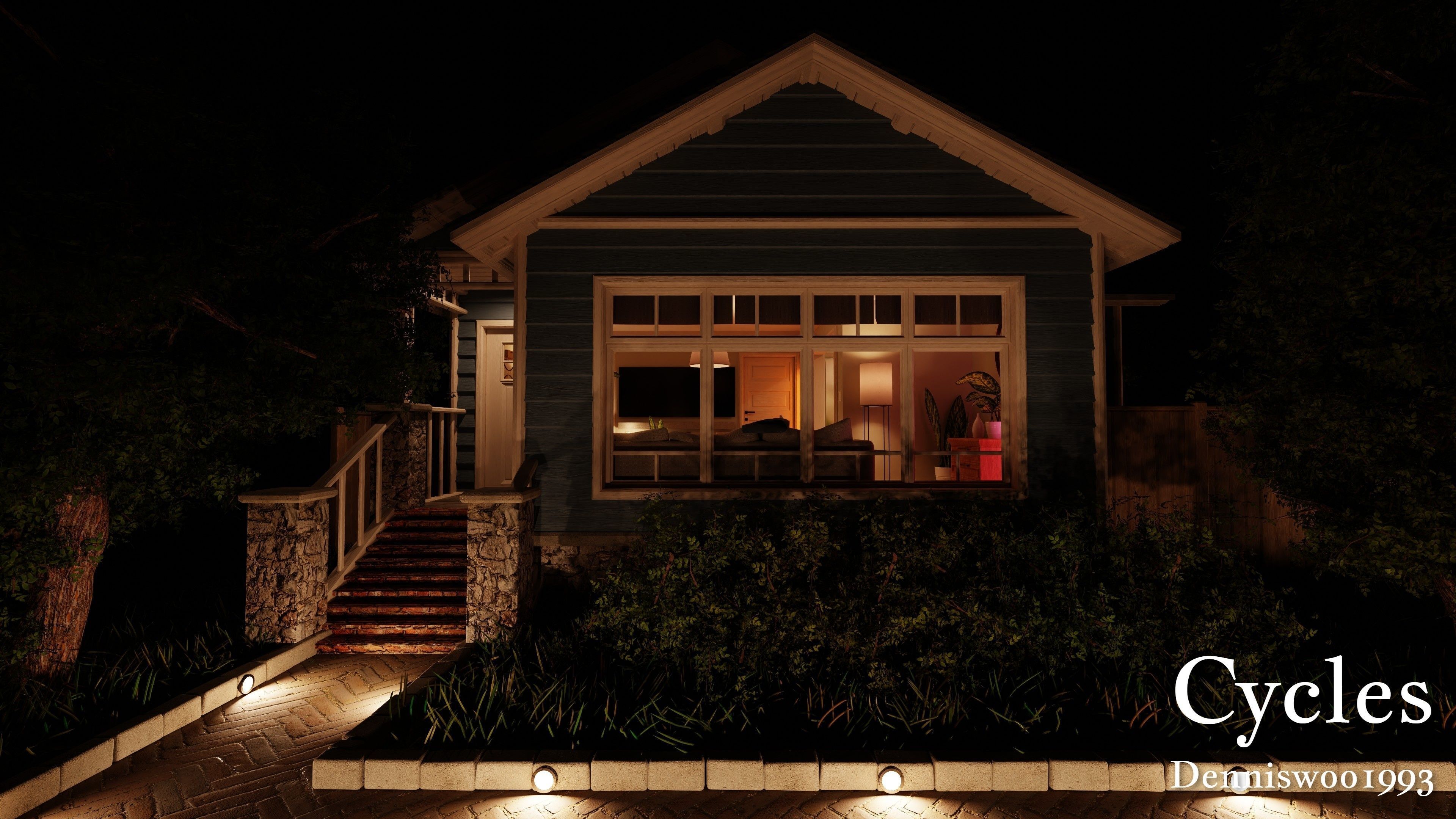 SHC Modular Classic Style American House 3 Low-poly 3D model_12